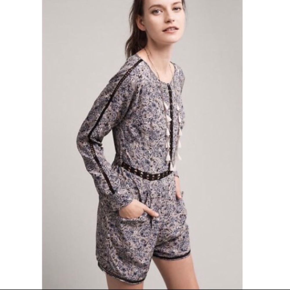 NEW Ranna Gill- Blue Floral Romper-Anthropologie